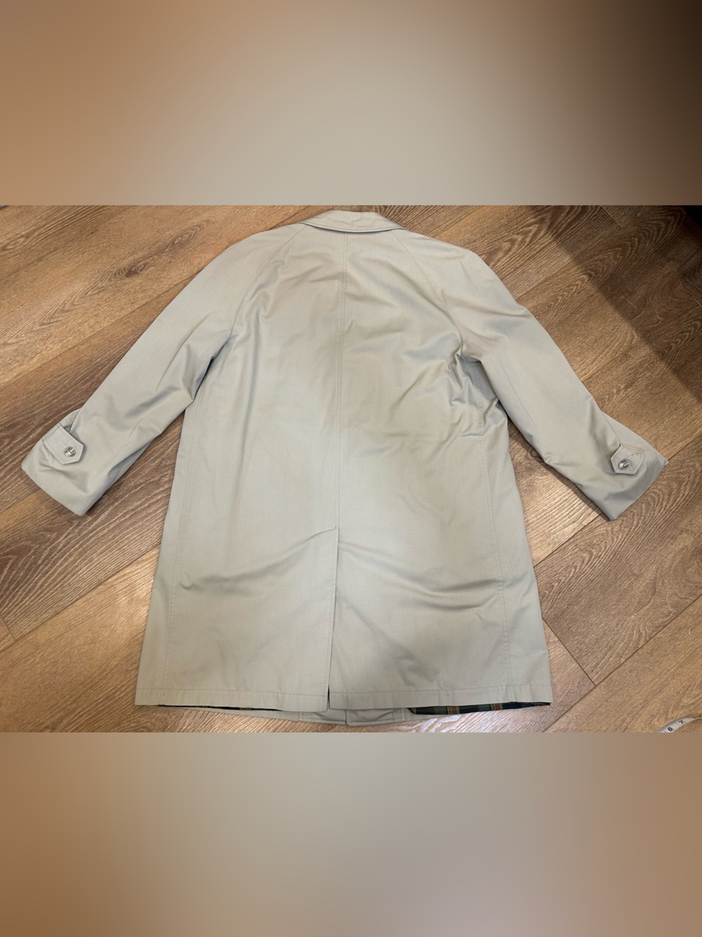 Men's Beige / khaki Trench Coat - Classic Single-Breasted faux fur lining sz 44 - Picture 3 of 15
